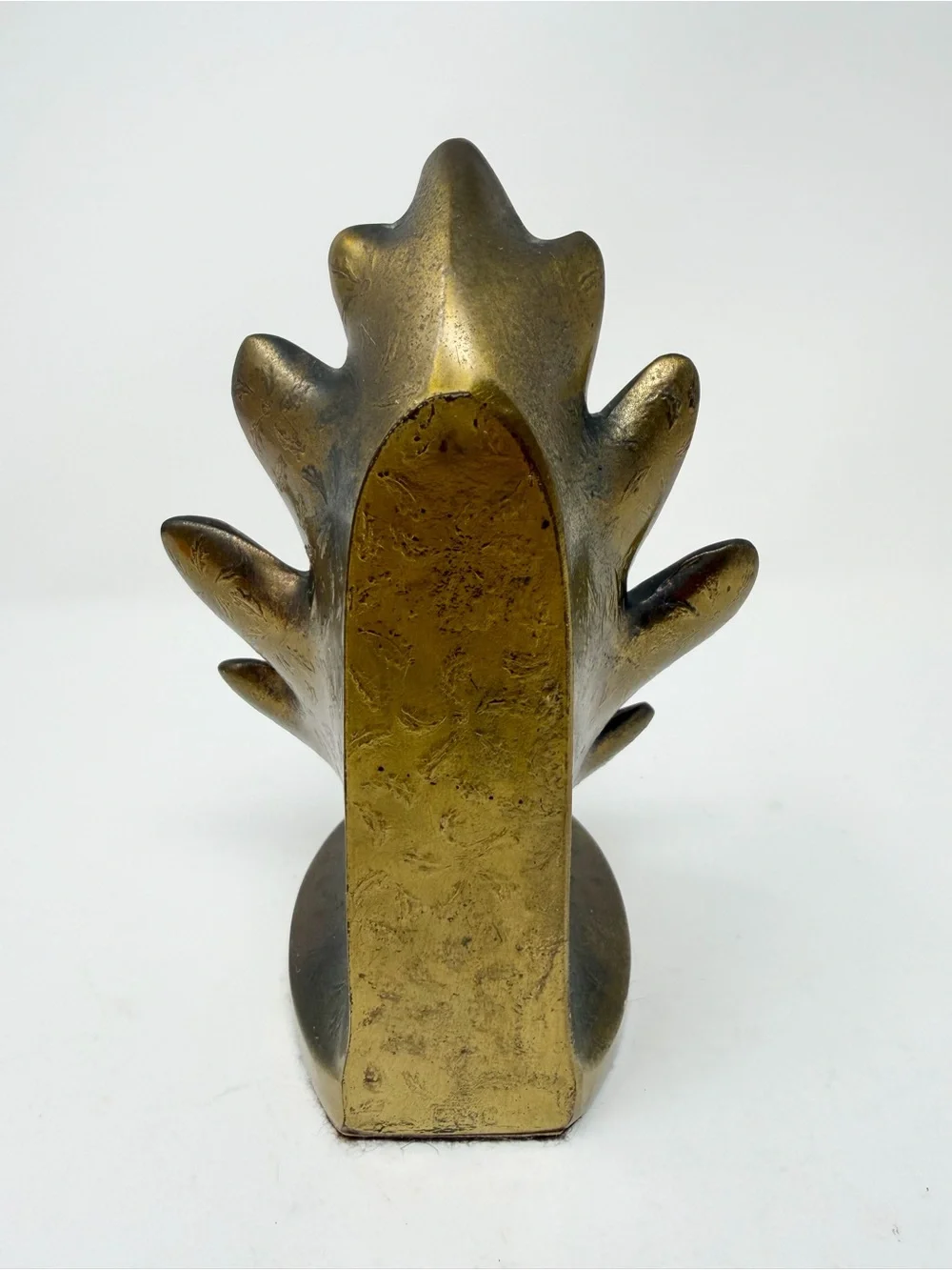 PMC Philadelphia Manufacturing Company Vintage Brass Plated Oak Leaf Bookend